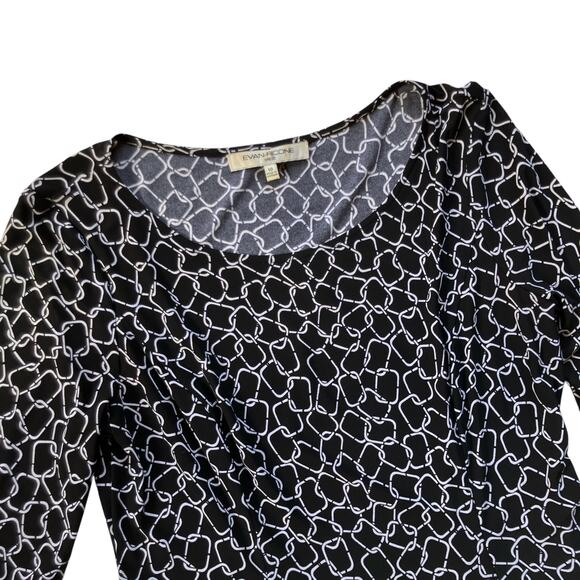 Evan Picone Chain Link Print Jersey Dress Size 10 Black White Classic - Picture 2 of 6